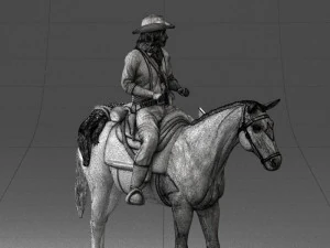 000335 Cowboy on Horseback 0127 3dp 3D Print Model