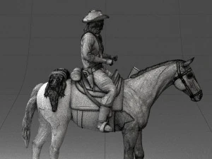 000335 Cowboy on Horseback 0127 3dp 3D Print Model