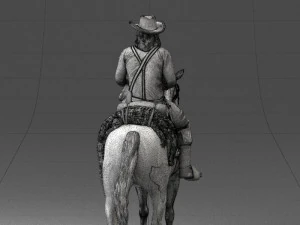 000335 Cowboy on Horseback 0127 3dp 3D Print Model