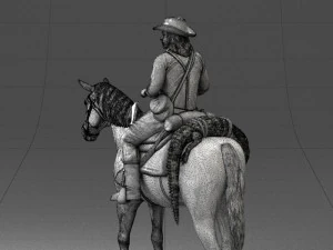 000335 Cowboy on Horseback 0127 3dp 3D Print Model