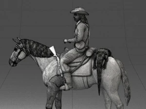 000335 Cowboy on Horseback 0127 3dp 3D Print Model