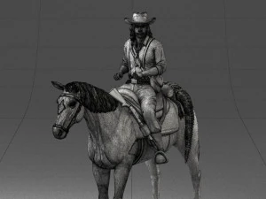 000335 Cowboy on Horseback 0127 3dp 3D Print Model