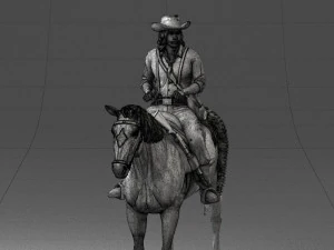 000335 Cowboy on Horseback 0127 3dp 3D Print Model