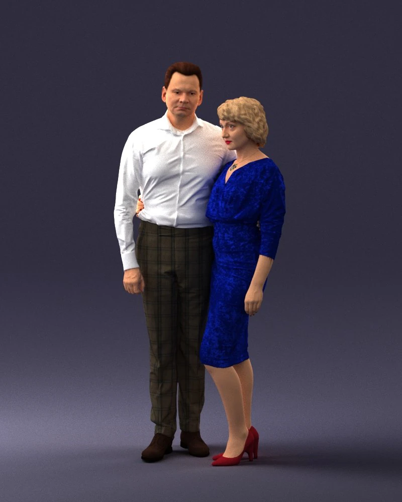 000237 Couple Standing Together 1224 3dp 3D Print Model .c4d .max .obj .3ds .fbx .stl .blend 