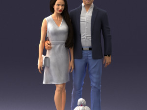 couple with dog1123-1 3D Модель