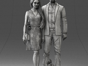 couple with dog1123-1 3D Модель