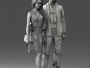 couple with dog1123-1 3D Модель