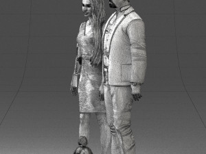 couple with dog1123-1 3D Модель
