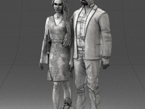 couple with dog1123-1 3D Модель