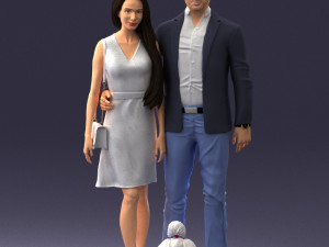 couple with dog 1123-1 3d print ready 3D Print Model