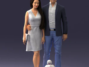 couple with dog 1123-1 3d print ready 3D Print Model