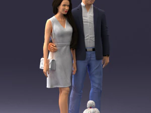 couple with dog 1123-1 3d print ready 3D Print Model