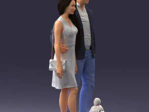couple with dog 1123-1 3d print ready 3D Print Model