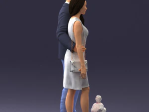 couple with dog 1123-1 3d print ready 3D Print Model
