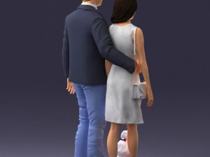 couple with dog 1123-1 3d print ready 3D Print Model