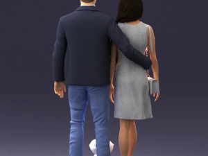 couple with dog 1123-1 3d print ready 3D Print Model