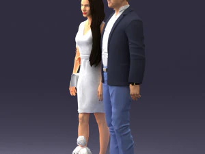 couple with dog 1123-1 3d print ready 3D Print Model