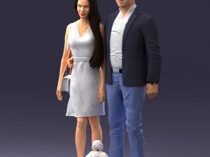 couple with dog 1123-1 3d print ready 3D Print Model