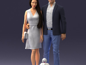 couple with dog 1123-1 3d print ready Modèles 3D en vedette