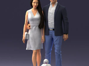 couple with dog 1123-1 3d print ready 3D Print Model
