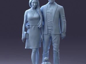 couple with dog 1123-1 3d print ready 3D Print Model