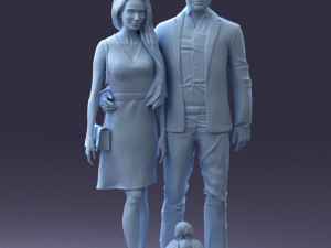 couple with dog 1123-1 3d print ready Modèles 3D en vedette