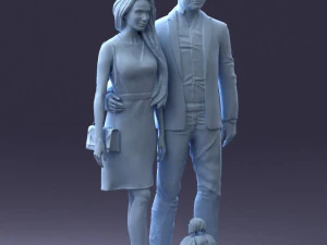 couple with dog 1123-1 3d print ready 3D Print Model