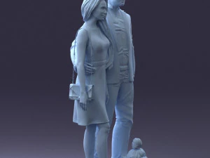 couple with dog 1123-1 3d print ready 3D Print Model