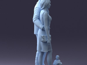 couple with dog 1123-1 3d print ready Modèles 3D en vedette