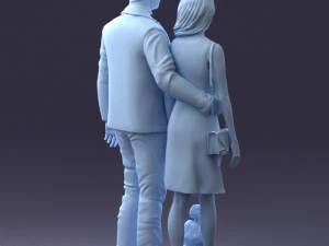 couple with dog 1123-1 3d print ready 3D Print Model
