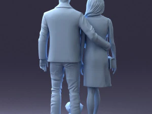 couple with dog 1123-1 3d print ready 3D Print Model
