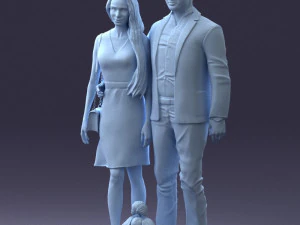 couple with dog 1123-1 3d print ready 3D Print Model