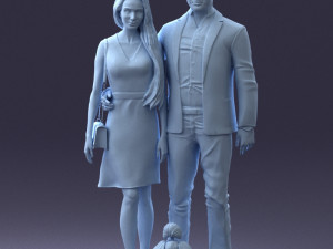couple with dog 1123-1 3d print ready Modèles 3D en vedette