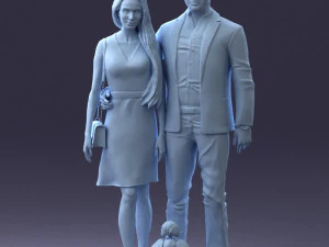 couple with dog 1123-1 3d print ready 3D Print Model