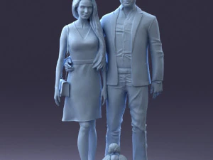 couple with dog 1123-1 3d print ready 3D Print Model
