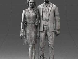 couple with dog 1123-1 3d print ready 3D Print Model