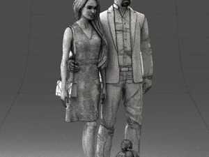 couple with dog 1123-1 3d print ready 3D Print Model