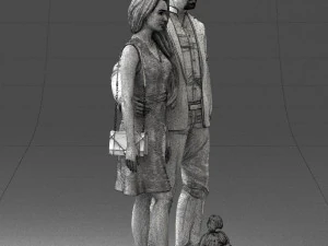couple with dog 1123-1 3d print ready 3D Print Model