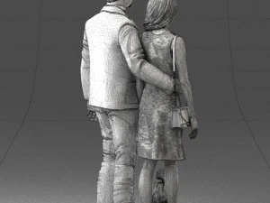 couple with dog 1123-1 3d print ready 3D Print Model