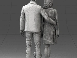 couple with dog 1123-1 3d print ready 3D Print Model
