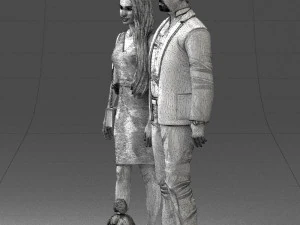 couple with dog 1123-1 3d print ready 3D Print Model