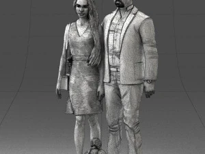 couple with dog 1123-1 3d print ready 3D Print Model