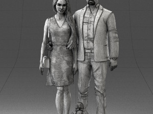 couple with dog 1123-1 3d print ready Modèles 3D en vedette