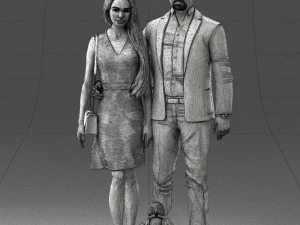 couple with dog 1123-1 3d print ready 3D Print Model