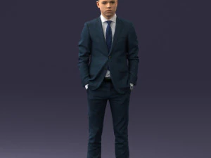 000191 Young Businessman in Suit Standing Pose 1012 3D Model