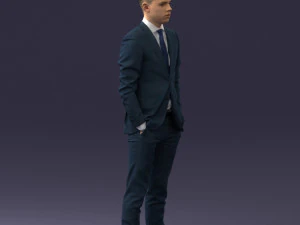 000191 Young Businessman in Suit Standing Pose 1012 3D Model