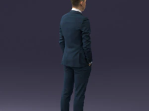 000191 Young Businessman in Suit Standing Pose 1012 3D Model