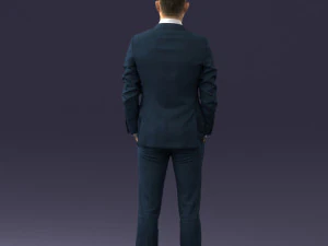 000191 Young Businessman in Suit Standing Pose 1012 3D Model
