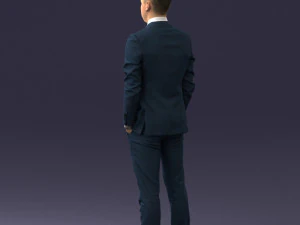 000191 Young Businessman in Suit Standing Pose 1012 3D Model