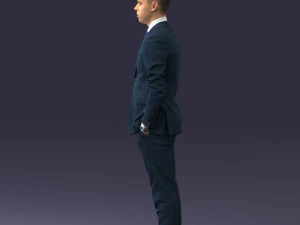 000191 Young Businessman in Suit Standing Pose 1012 3D Model